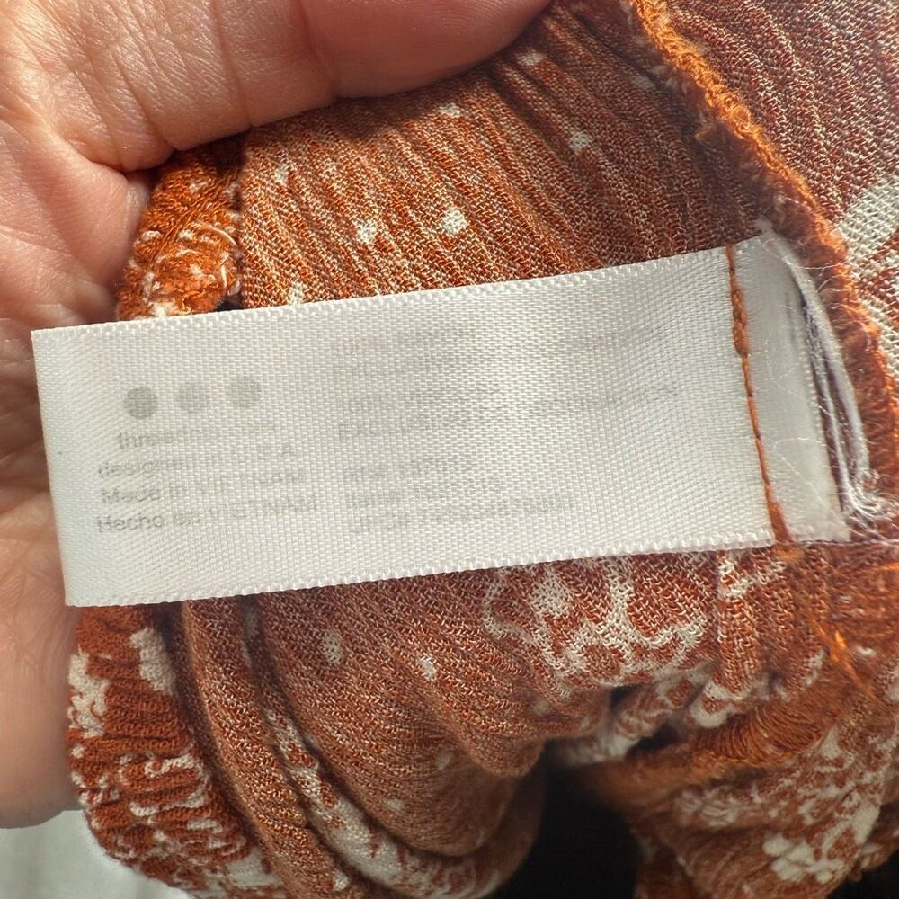 Three Dots Women’s Medium Orange Patterned Wide L… - image 5